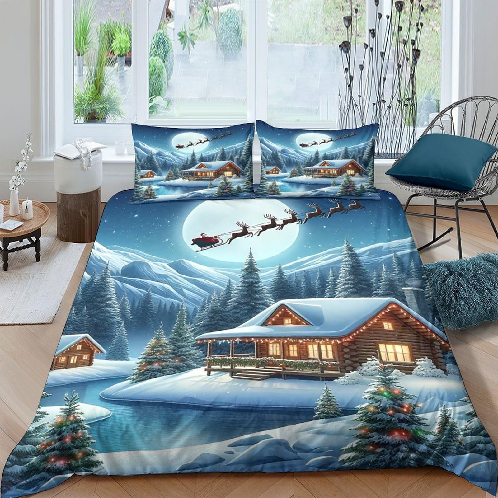 Housse de couette Noël 3 pièces, cadeau idéal pour lit enfant