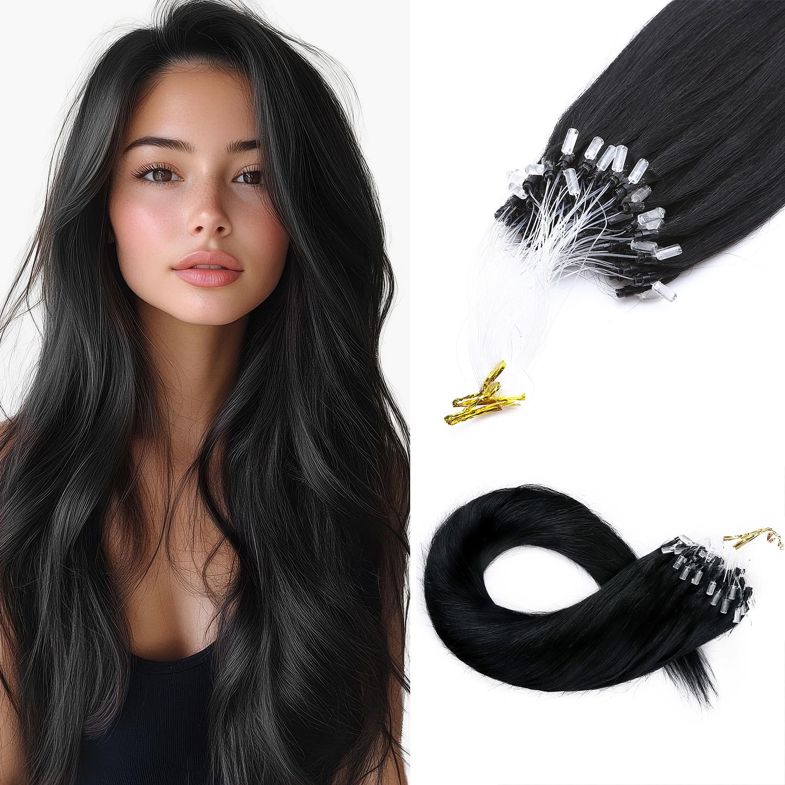 MY-LADY Extension Capelli Veri Clip 8 Pezzi 30cm Doppia Cucitura Extensions Clip Capelli Naturale Umani Lisci per Volume Immediato(#01 Schwarz, 115g)