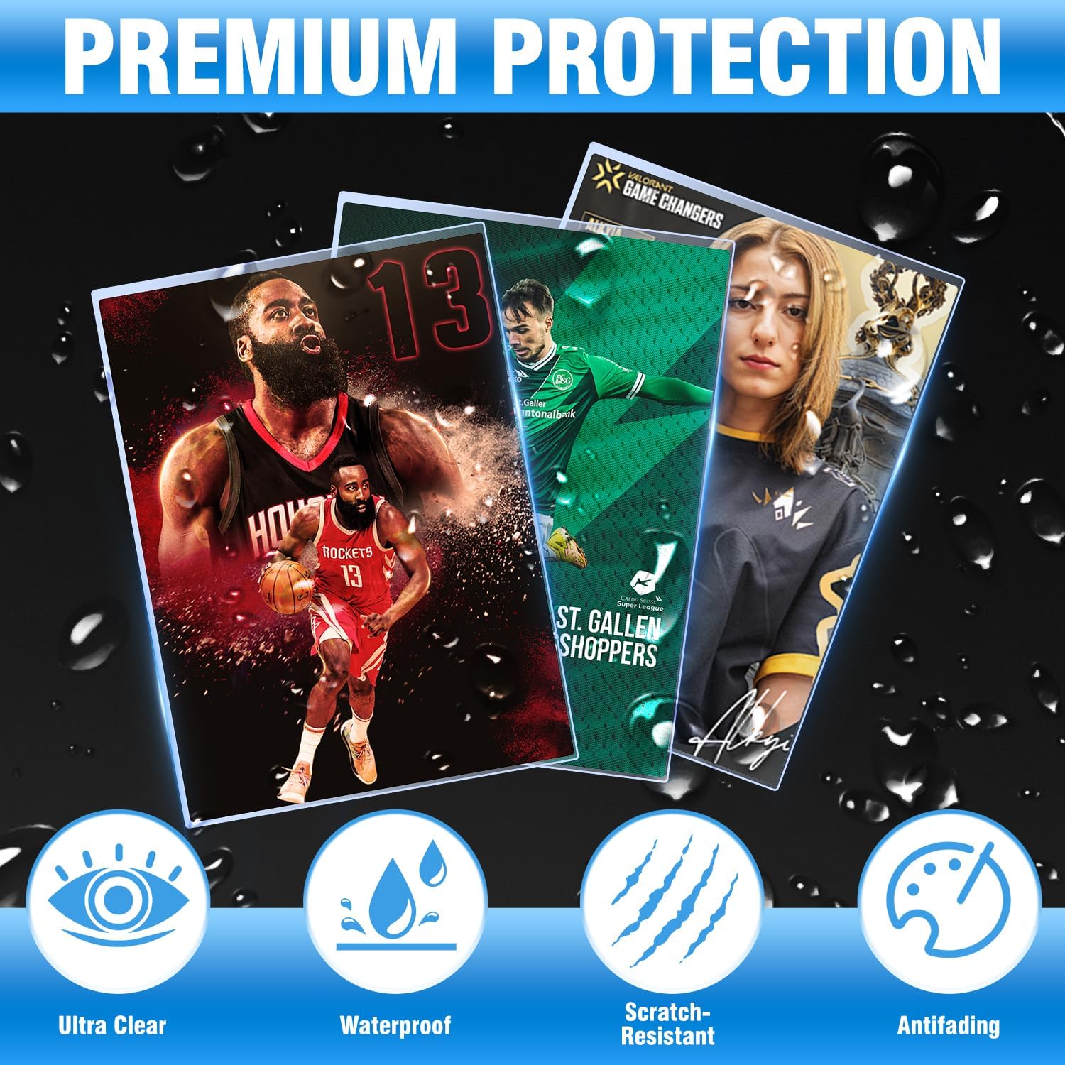 300ct Penny Sleeves, EDUDIIU Penny Sleeve for Trading Cards, Card Penny Sleeve, Soft Card Sleeves, Plastic Clear Baseball Card Protector for Sports, Football, Game, TCG, MTG Cards