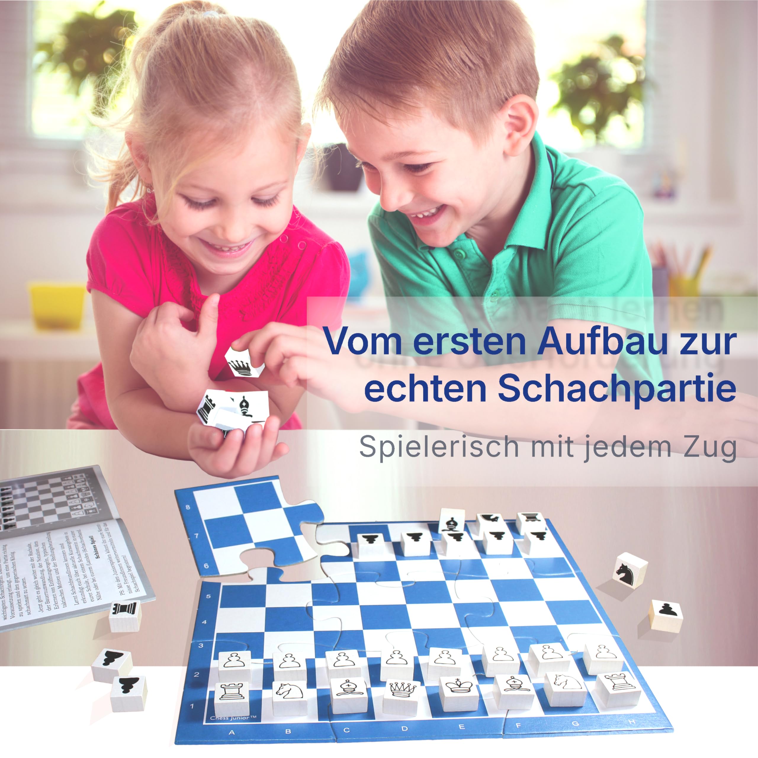 Chess Junior - Schach Lernen für Kinder ab 5 Jahren | Schachspiel mit 12 Mini-Partien | Schritt-für-Schritt Lernsystem für Anfänger | Vom ersten Zug bis zum Schachmatt