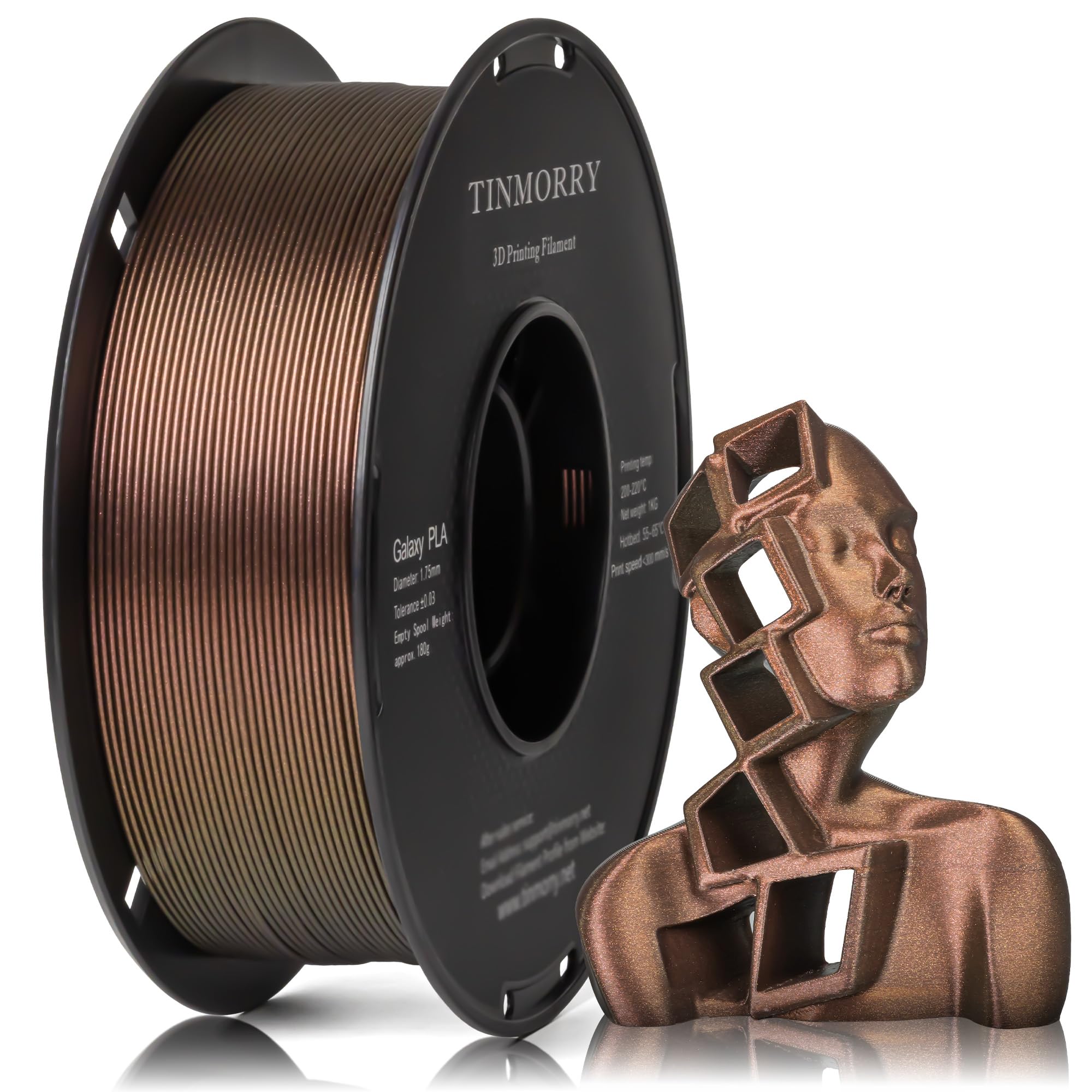 TINMORRY Galaxy PLA Filament 1.75 mm, 1 KG, Galaxy Brown | Galaxy Finish, Easy Printing, Smooth Feeding, Neatly Wound, Strong Layer Adhesion, Compatible with Most FDM 3D Printers