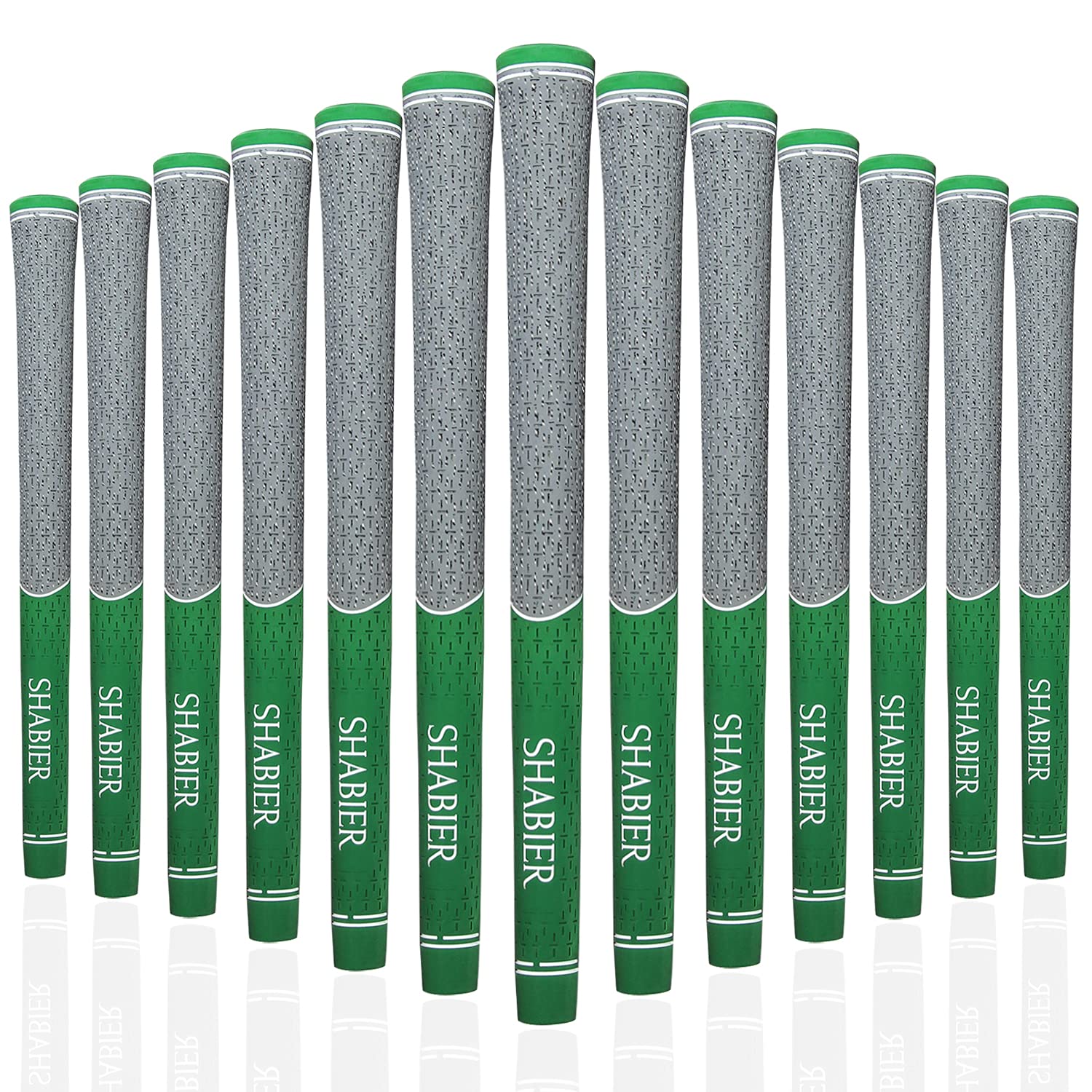 SHABIER Multi Compound Golf Grips Set 13 Pcs High Tensile Rubber and Feedback for Golf Clubs Green