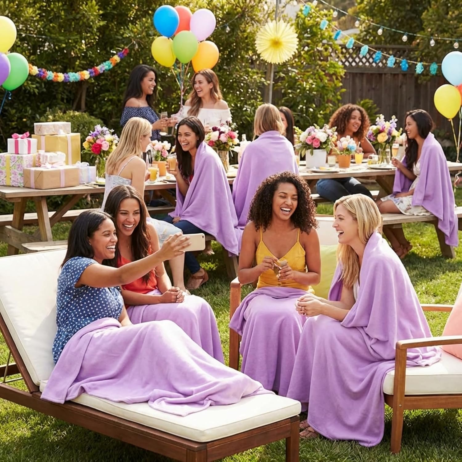 Shimeyao 24 Packs Fleece Throw Blanket Soft Warm Lightweight Fleece Blanket Cozy Throw Bulk for Home Bed Couch Sofa Office Wedding Gifts Suitable for Seasons, 50 x 60 Inches(Lavender Purple) - Image 5