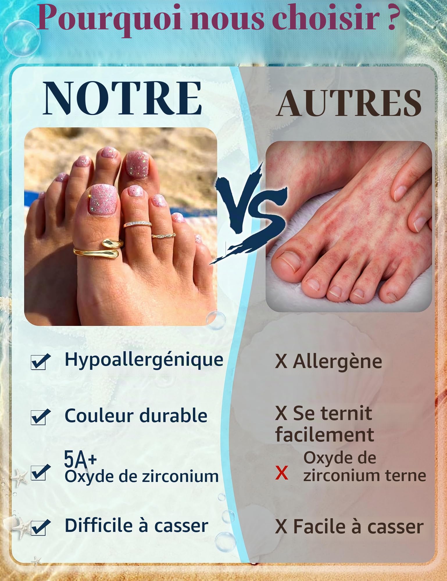 9 Pcs Bagues d'Orteil pour Femmes Bague de Pied Rempli d'Or 14K Bague à Bout Ouvert Réglables Mignon Anneaux d'Orteil CZ Fleur Bagues de Pouce Ensemble Bijoux de Pied Été Plage Vacances Argent Or