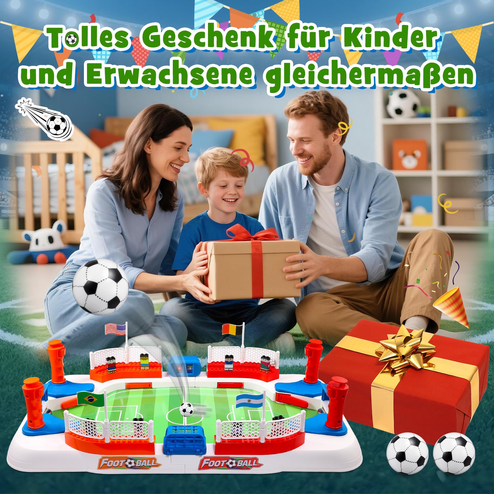 Mini-Tischkicker Kinder Tischfussball Spiel - Messi Fußball WM 2026 Geschenke Jungen | Familien-Brettspiel & Partyspaß für Groß & Klein