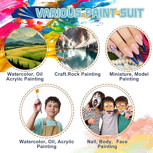 Miniatura 5 de Honoson Pinceles de pintura para pintura acrílica, pinceles grandes a granel con mango de madera para acrílico, acuarela, óleo, manualidades, arte