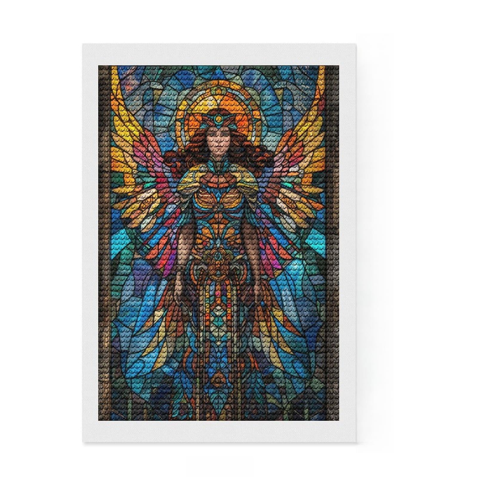 Junmoney Stained Glass Angel Diamond Art Kit 8"x12", Full Kit Included, Easy to Enjoy, Bedroom Decor, Festive Craft Gift, Simple to Start