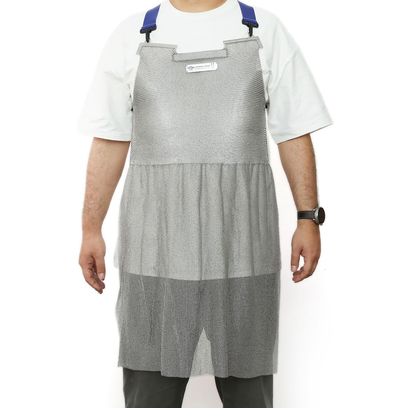 Hggdsac Stainless Steel Cut-resistant Apron, Slaughterhouse Safety Metal Apron, with Adjustable Shoulder Straps, 316 Stainless Steel Labor Bib, for butchering, meat processing, cutting tool(L)
