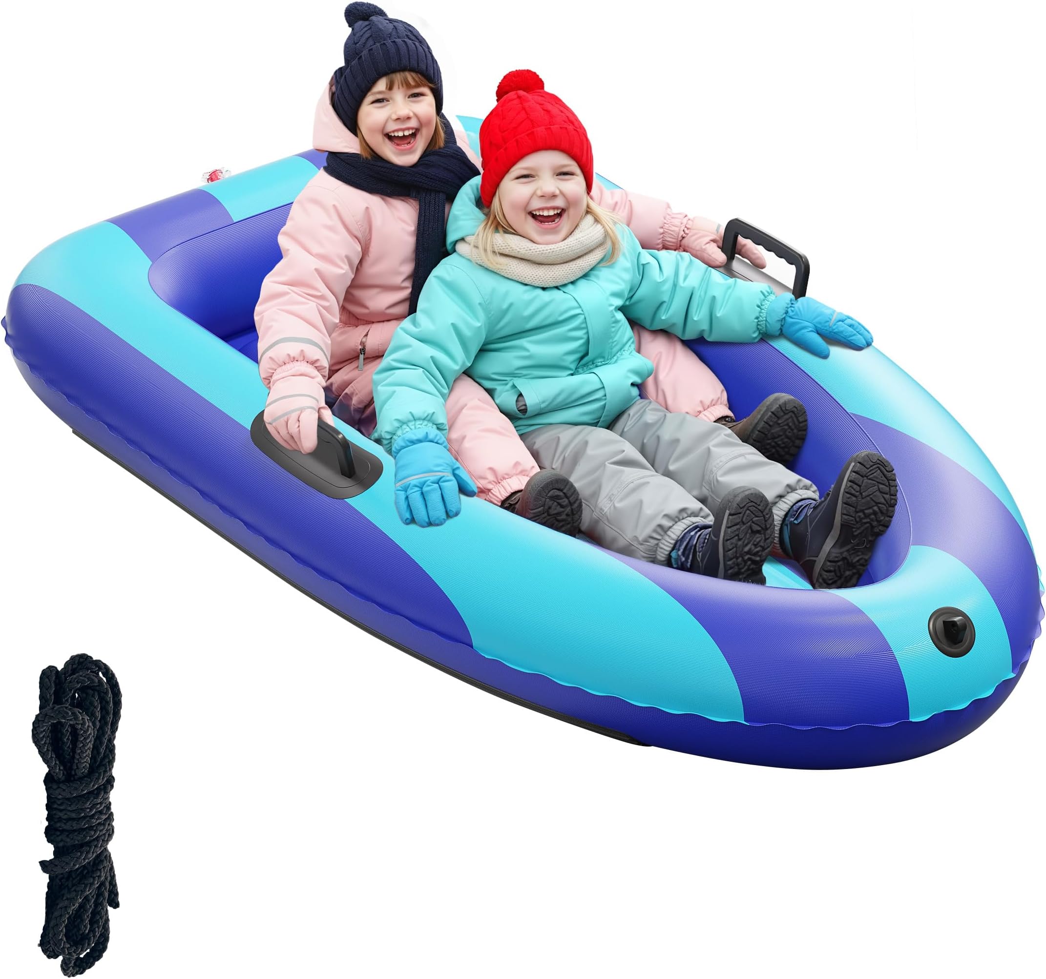 Inflatable Snow Sled, Heavy Duty Snow Tube with Reinforced Handles, Snow Sleds for Kids and Adults Winter Toys Gifts, Toboggan for Family Outdoor Sledding