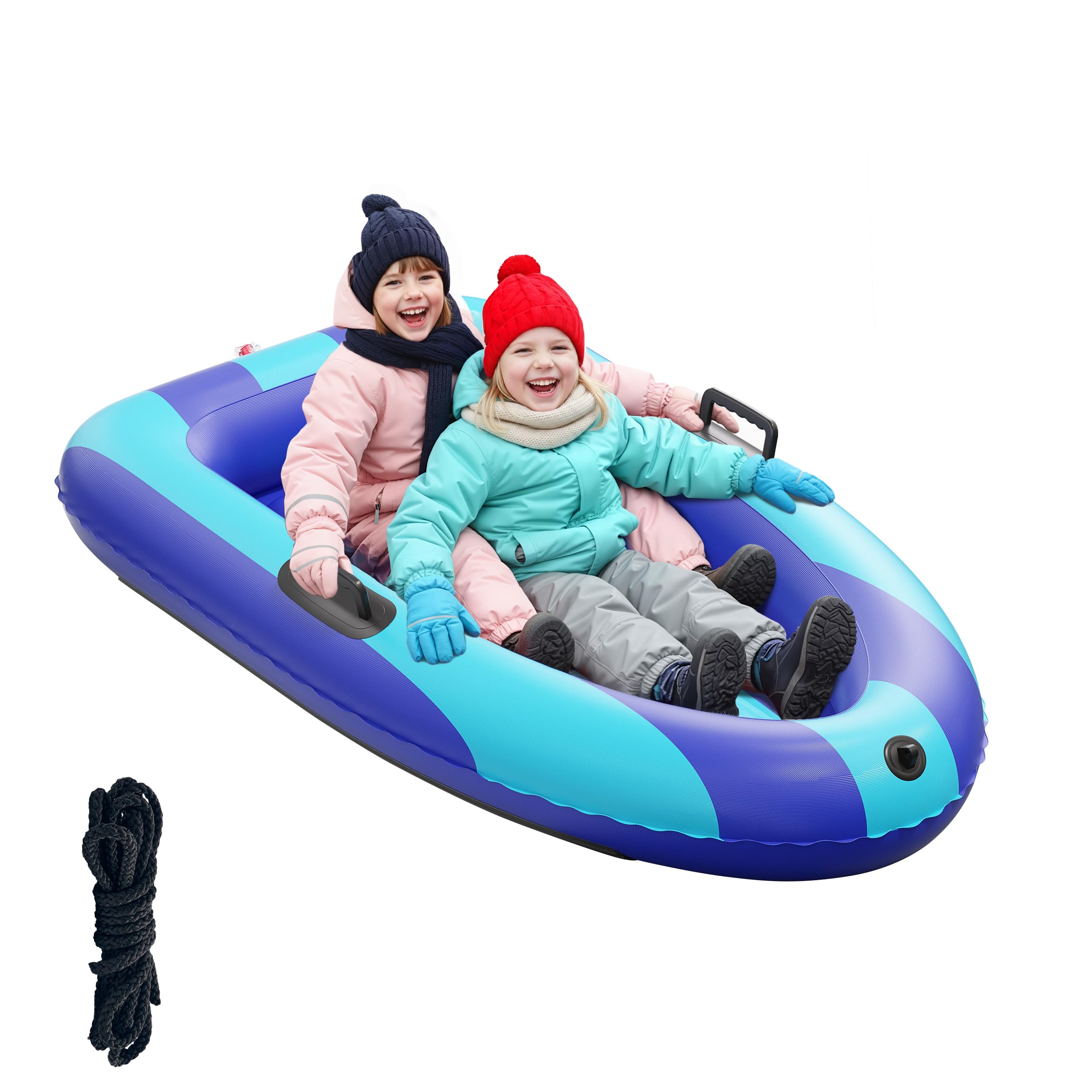 Inflatable Snow Sled, Heavy Duty Snow Tube with Reinforced Handles, Snow Sleds for Kids and Adults Winter Toys Gifts, Toboggan for Family Outdoor Sledding