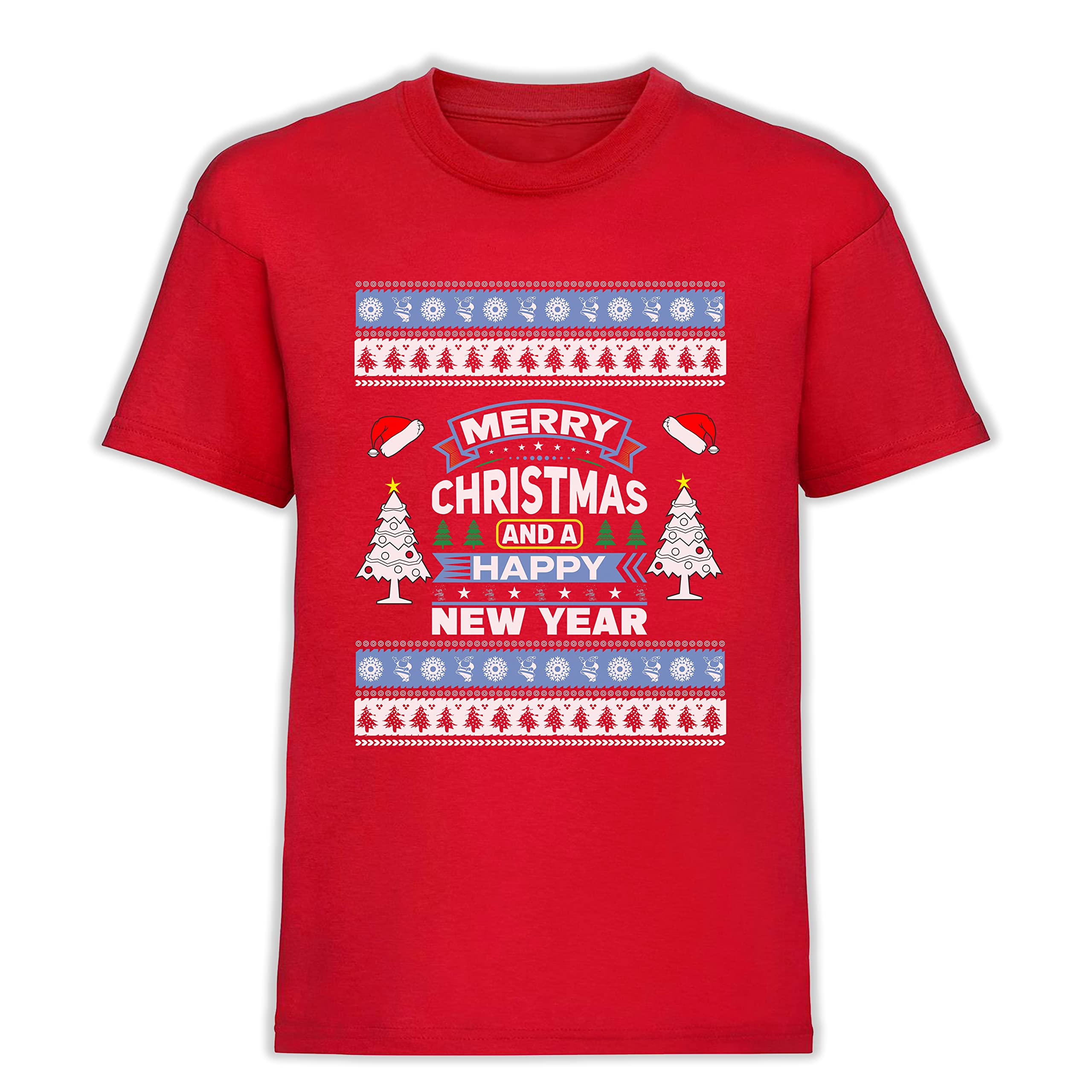 Tris Famiglia Magliette Natale - 3 Tshirt - Buone Feste - Merry Christmas - Happy New Year - papà - Mamma - Figlio - Figlia - T-Shirt Natalizia
