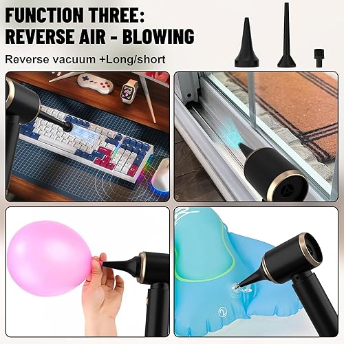 Miniatura 6 de Aspiradora portátil de mano para automóvil, sin cable, 20000 PA de alta potencia 4 en 1, aspirador de aire y soplador de aire con motor sin