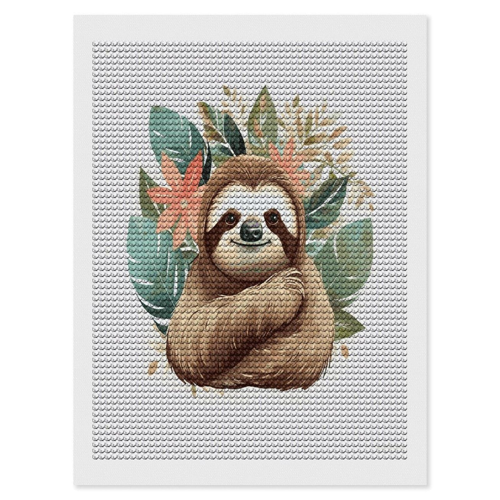 JTREHY Cute Sloth Leaves Diamond Art Kits Personalized DIY Round Diamond Painting Kits for Beginner Full Drill Diamonds Dots Paintings for Adults Gem Art Crafts Home Decor