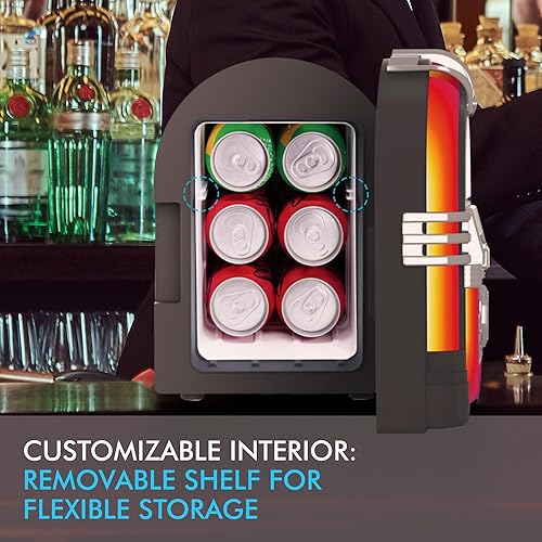 Miniatura 5 de Proscan PM1S157 - Mini refrigerador personal para 6 latas, diseño de jukebox de altavoz portátil integrado, hogar, oficina o dormitorio, enfriador