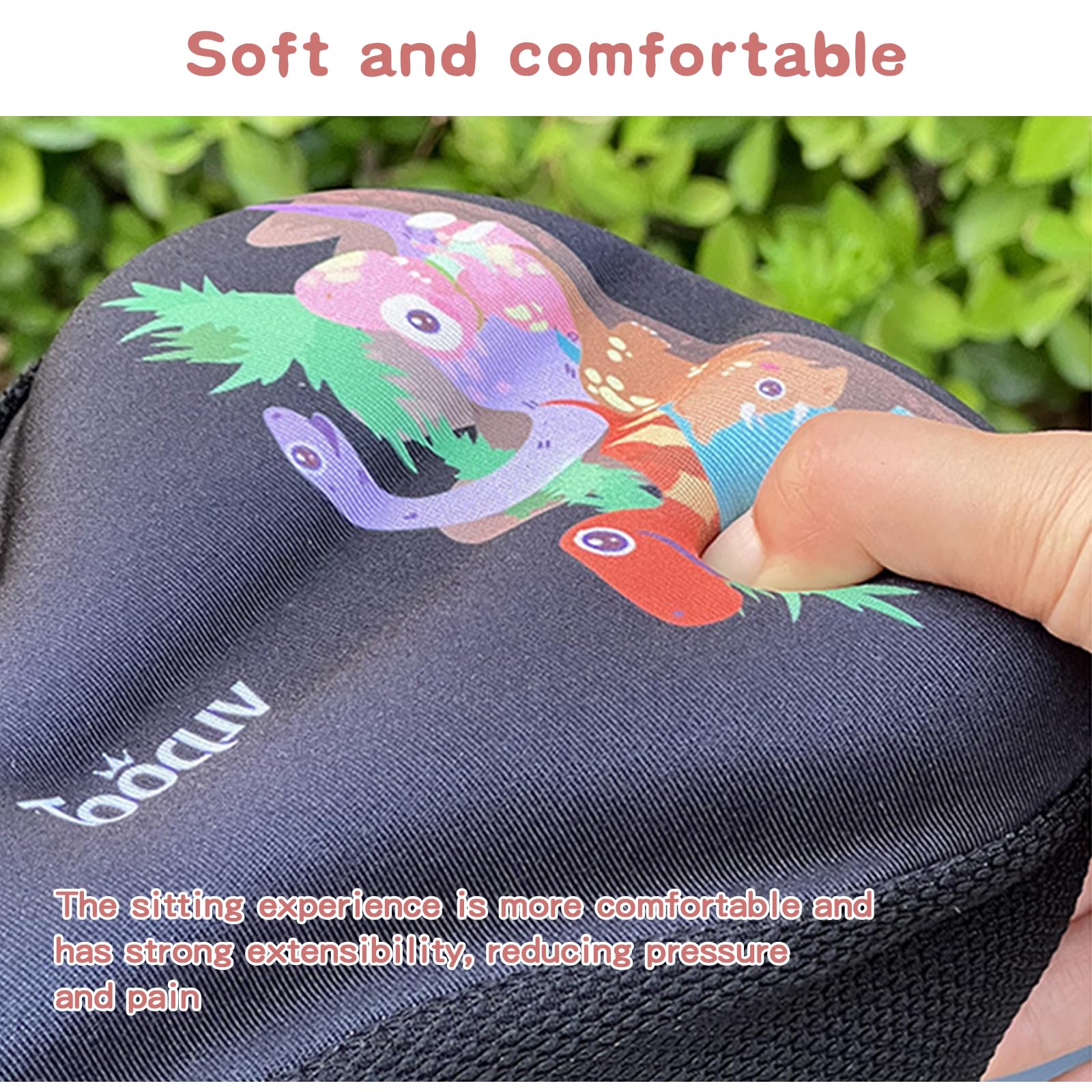 Housse de Protection de Selle de Vélo Enfant, Coussin en Gel Doux et Respirant avec Mousse Mémoire, Taille 23x15 cm Universelle, Imperméable et Antidérapante, Blue