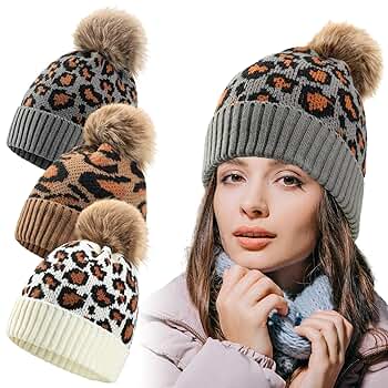 帽子 y.a.r.n kint hat Leopard Boucle Knit POM CC Beanie HAT7001 – ccbeanie.com
