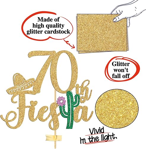 Miniatura 6 de Decoración para tartas de fiesta 70, Cheers to 70 años  Taco Bout 70, decoración tropical hawaiana mexicana de verano feliz 70 cumpleaños