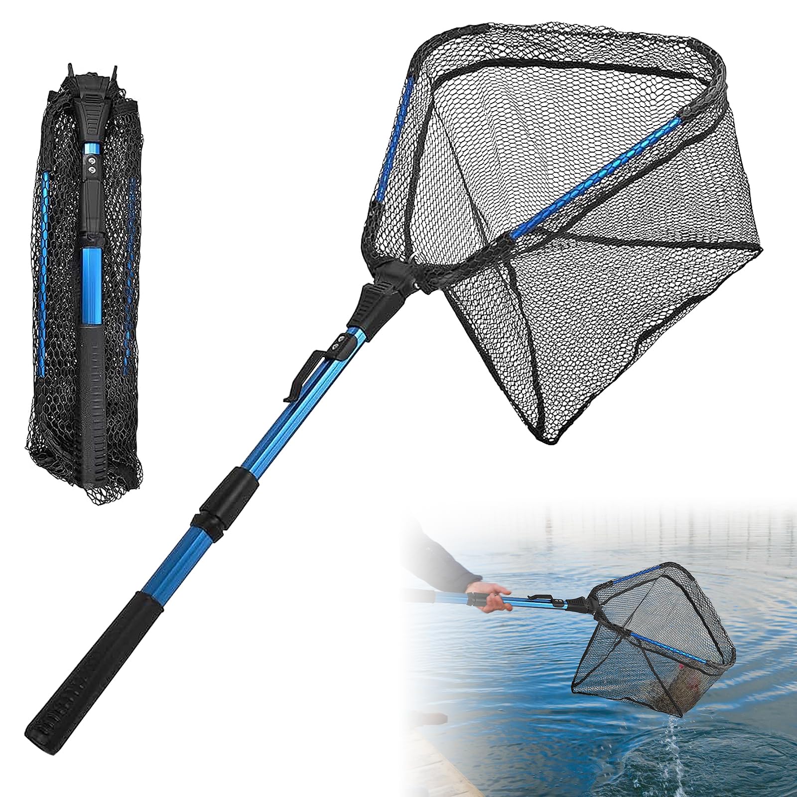 Épuisette De Pêche, Durable Epuisette Peche Caoutchouc 90cm