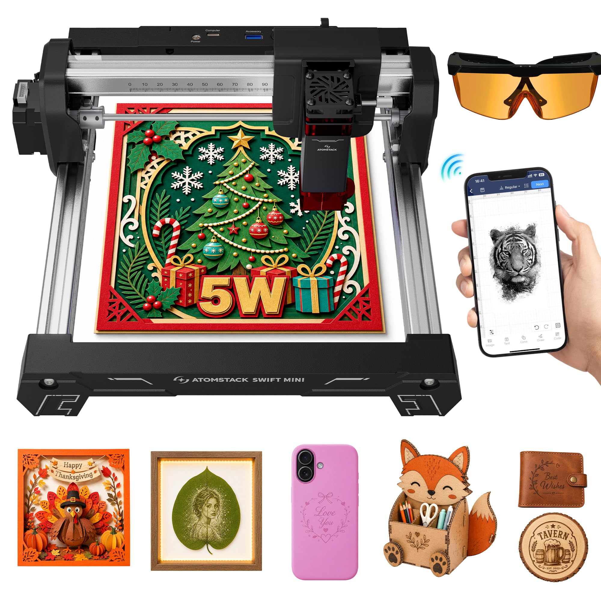 ATOMSTACK Swift Laser Engraver Machine, Max Power, Black, 5W Laser Cutter