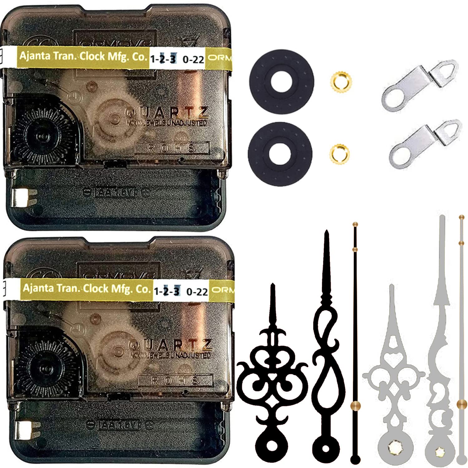 YOPY� Combo 2 of Ajanta Mfg. Battery Operated Plastic Ticking Wall Clock Movement Machine with Hands (Needles : Antique Black,Silver1)-image-33