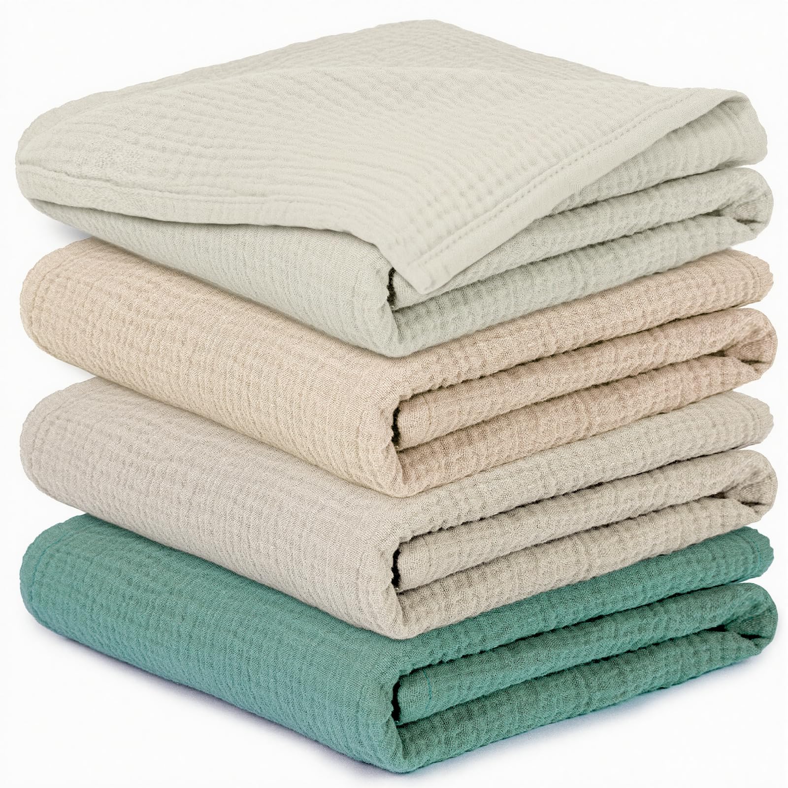 Mulltücher Baby - 4 Stück Spucktücher Baby Baumwolle für Jungen und Mädchen, Weich, Atmungsaktiv und Extrem Saugfähig, Ideal zum Reinigen, Abwischen und Abdecken von Neugeborenen, 60x60cm Gray&Green