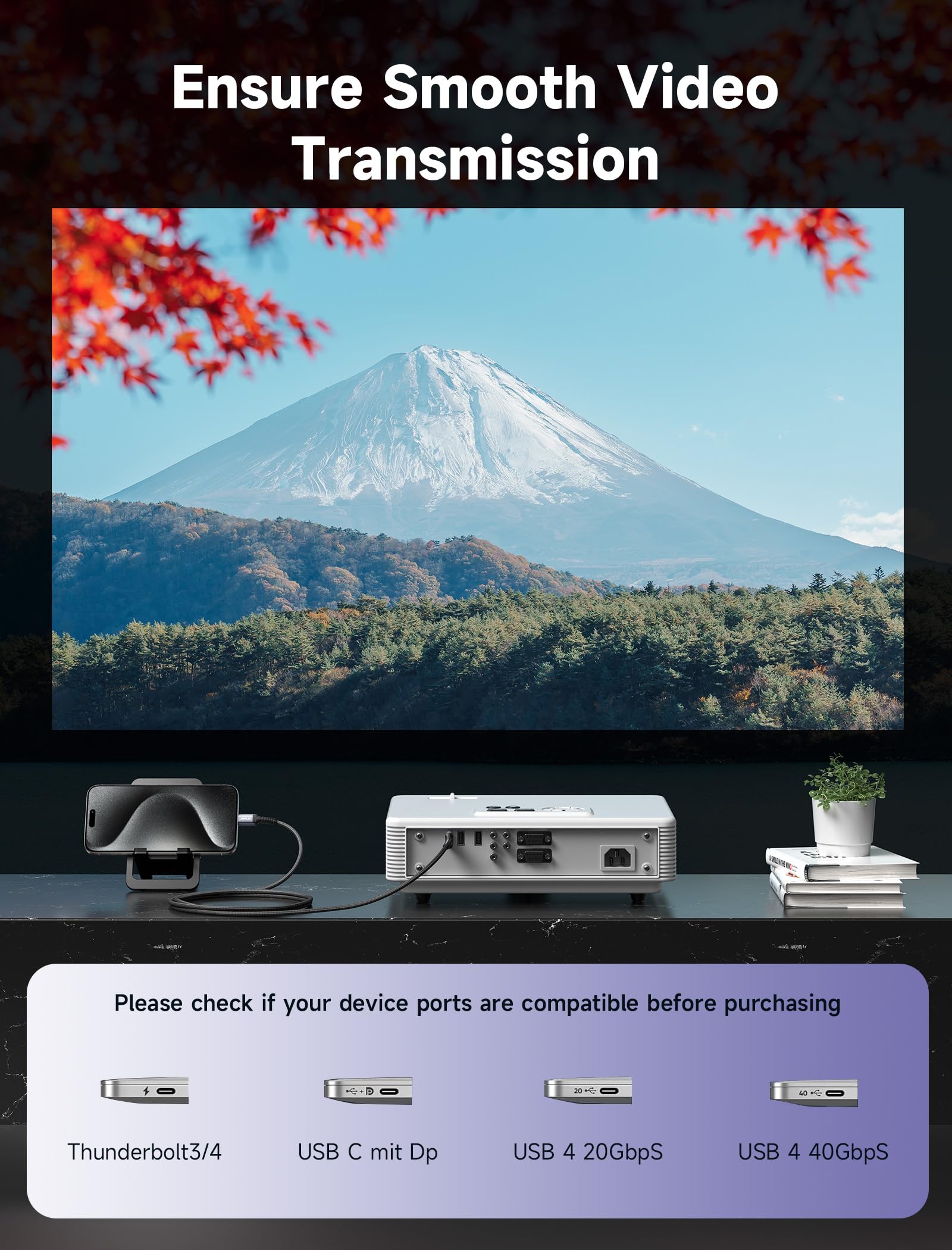 JSAUX Cavo USB C a HDMI 4K 60 Hz 2M, USB Tipo C a HDMI compatibile con 4K 30 Hz UHD, per Thunderbolt 3, iPhone 17 16 Pro 15, MacBook Pro Air 2018, iPad Pro, Galaxy S25 S24 S10 S9, Surface Book Grigio