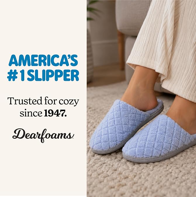 Leslie Terry Clog House Shoes with Memory Foam, Indoor Slippers with Wide Widths