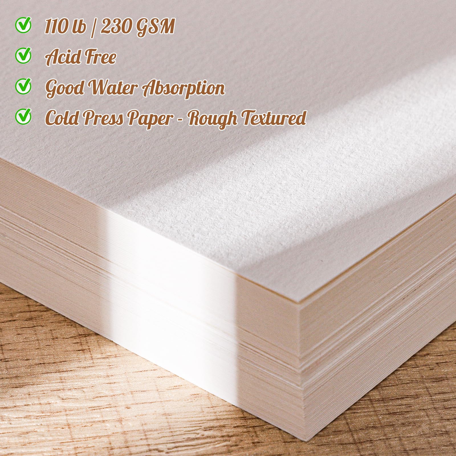 80 arkuszy papieru akwarelowego luzem, 49 kg / 230 g/m² papier do prasowania na zimno, biały papier w kolorze wody dla dzieci, studentów, dorosłych, artystów, rysowanie, karty podarunkowe ślubne (13 x
