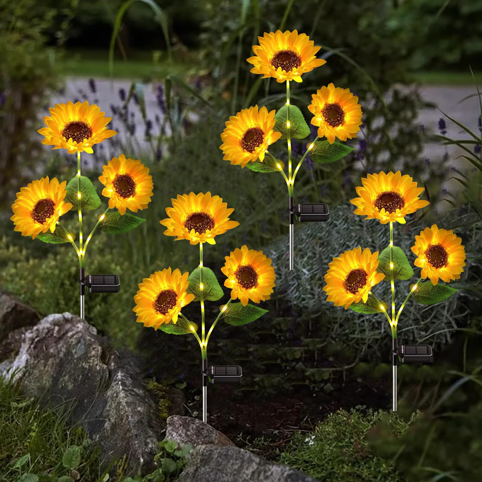Amazon.com : 3 Pack Solar Garden Lights Outdoor with 9 Sunflowers