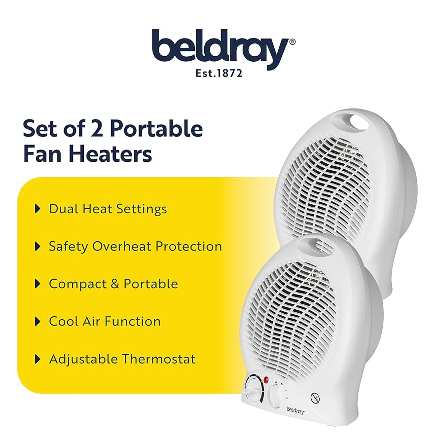 Beldray Electric Flatbed Fan Heater Upright Heater With 2 Heat