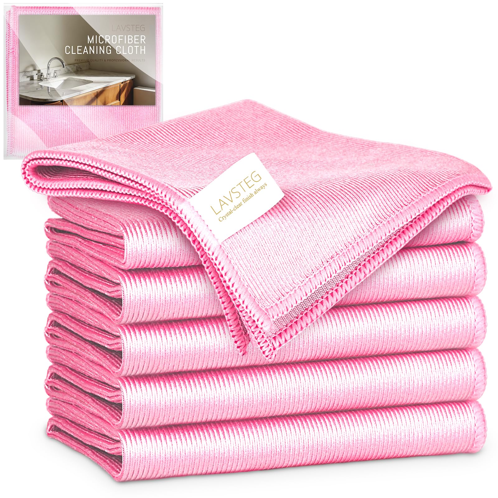 LAVSTEG 6X Microfibre Glass Cleaning Cloth Windows Polishing Cloths 400GSM