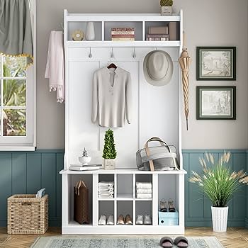 Amazon.com: Hall Tree with Shoe Storage, 3 in 1 Entryway Bench