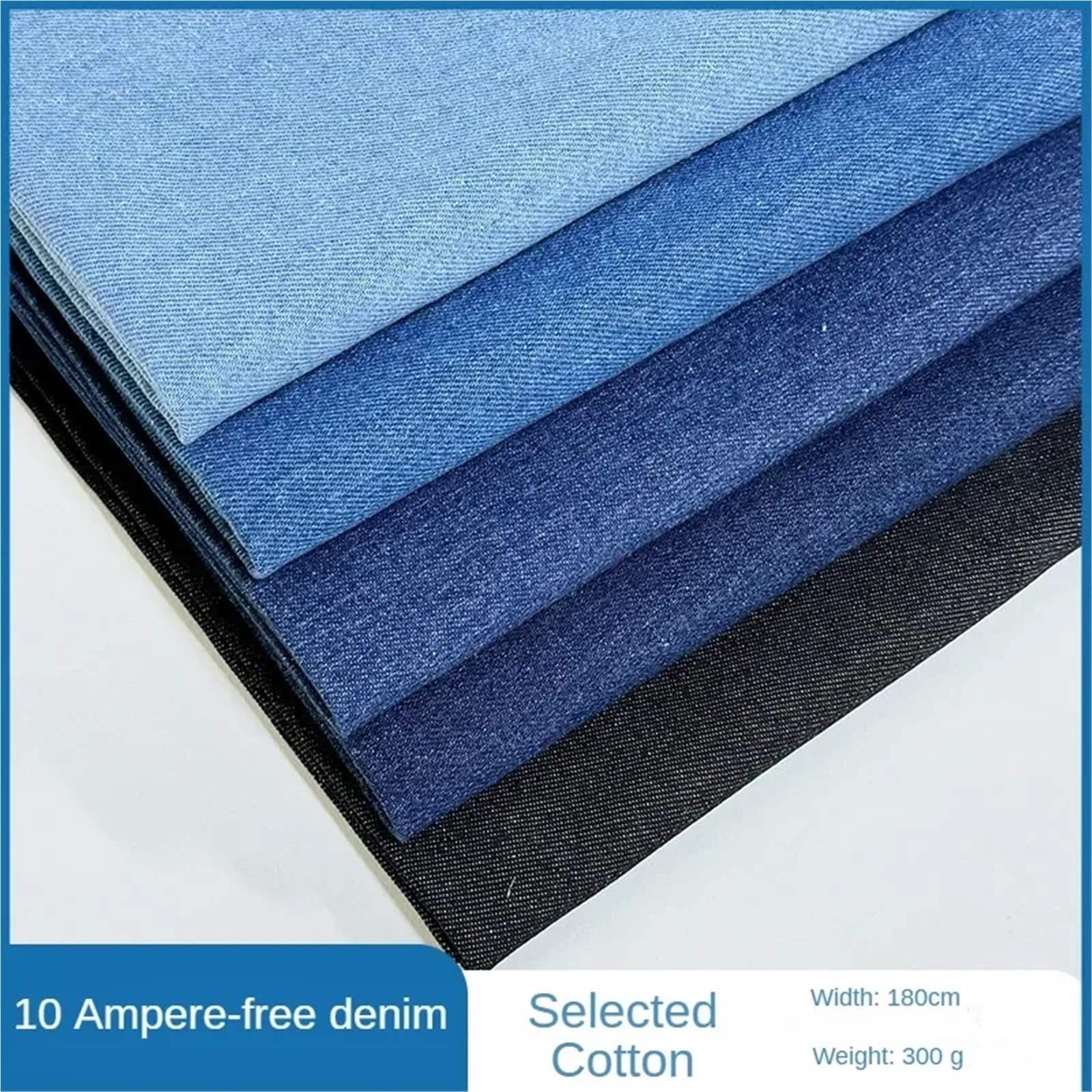 Tela Vaquera De AlgodóN Tela vaquera de sarga algodón por metro for pantalones vaqueros, ropa, vestidos, bolsos, zapatos, sombreros, tela costura, usable, azul y negro Tela De Costura(Medium Blue 2)
