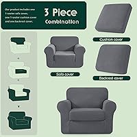 Vista 477 de CHUN YI - Funda elástica para sofá (7 piezas), funda para sofá de 3 plazas con tres respaldos y cojines separados con banda elástica, tela jacquard