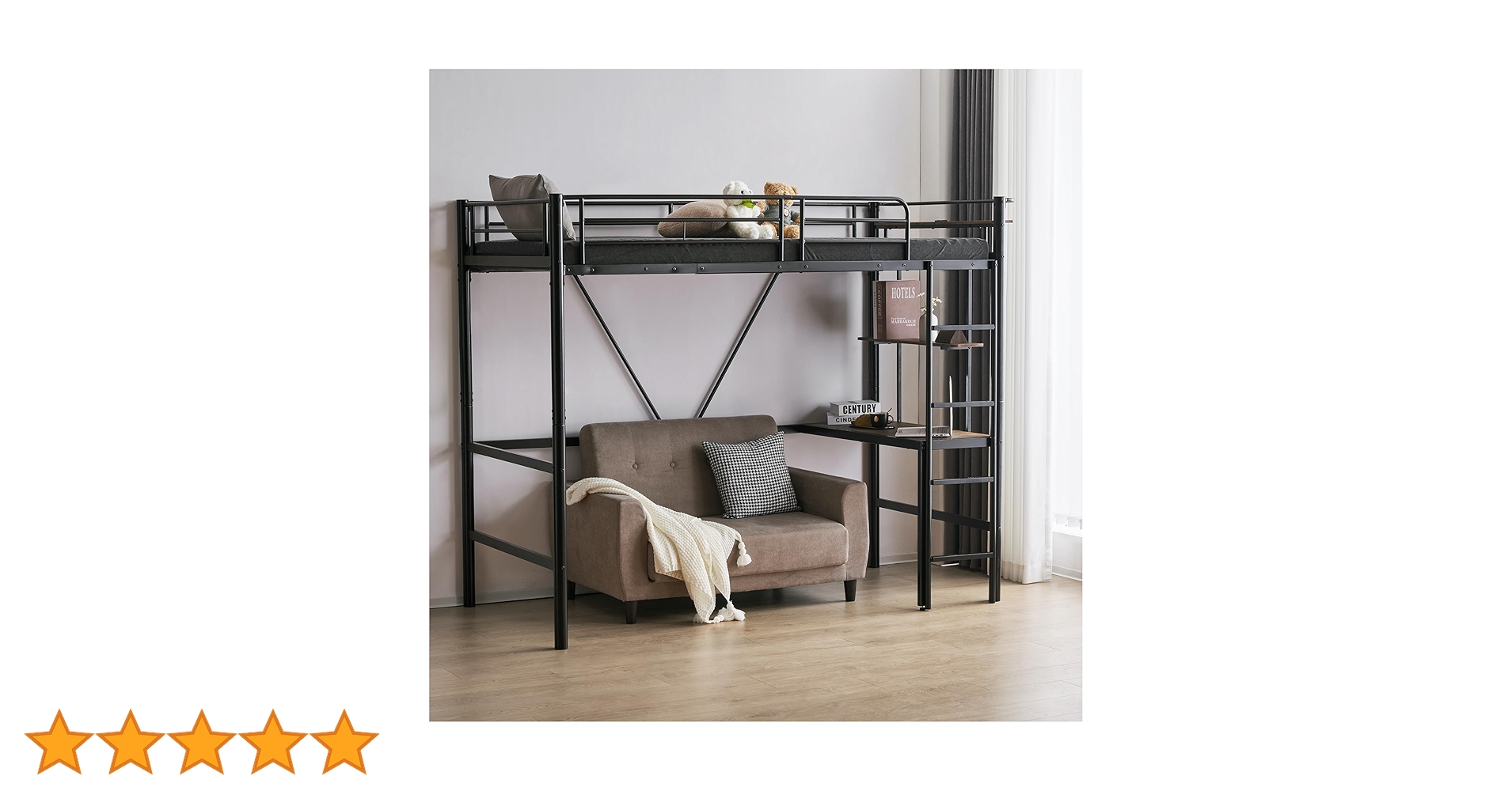 Amazon｜ロフトベッド パイプベッド シングル ロフト机付き パイプ