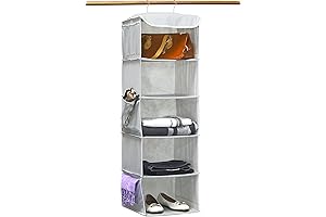 Simple Houseware Hanging Closet Organizer with 5 Shelves in Space-Saving Sleek Design