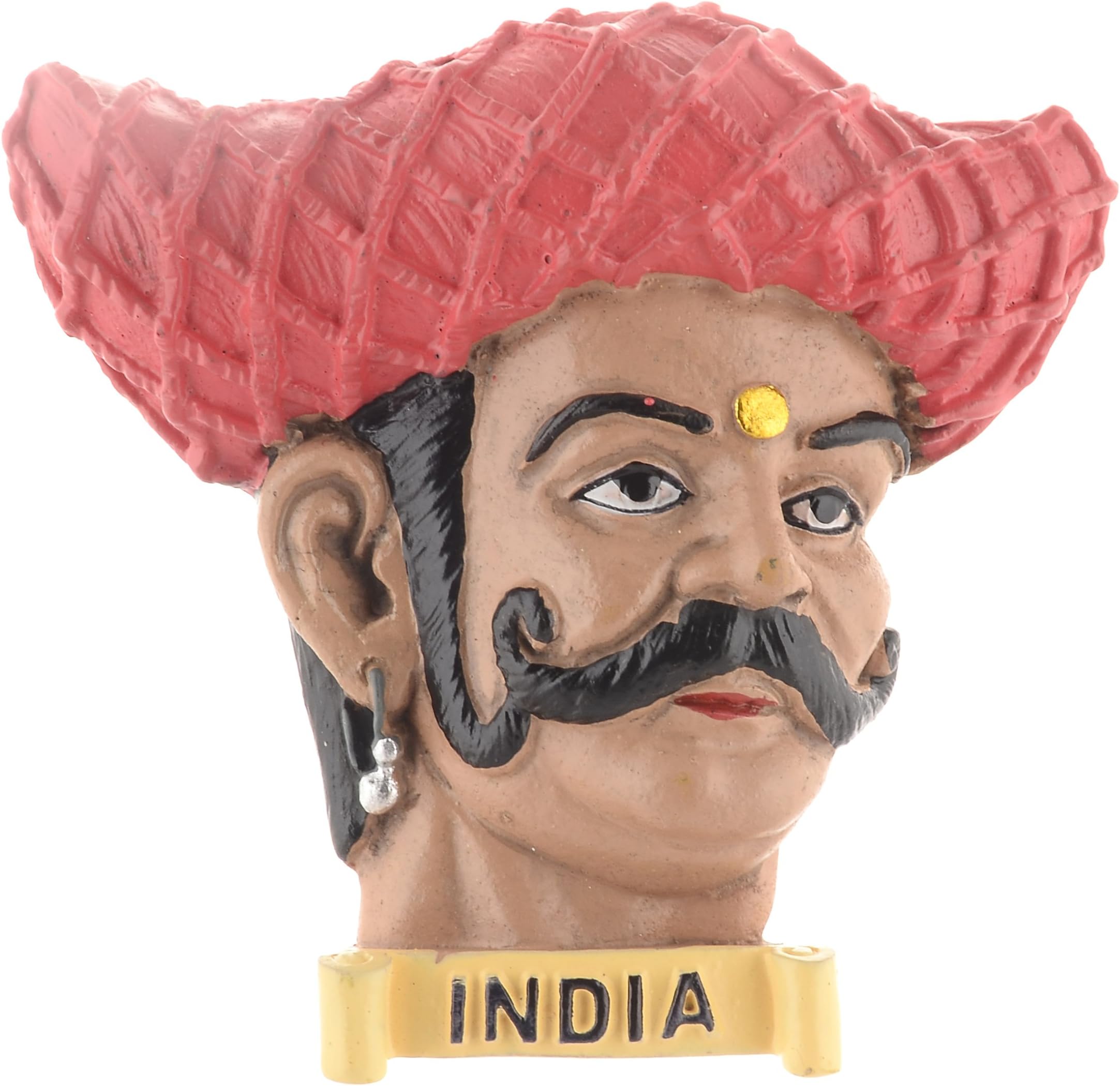 Temple Trees Polyresin Maratha Fridge Magnet (6.8 cm x 0.5 cm x 6 cm, TSC 4009)