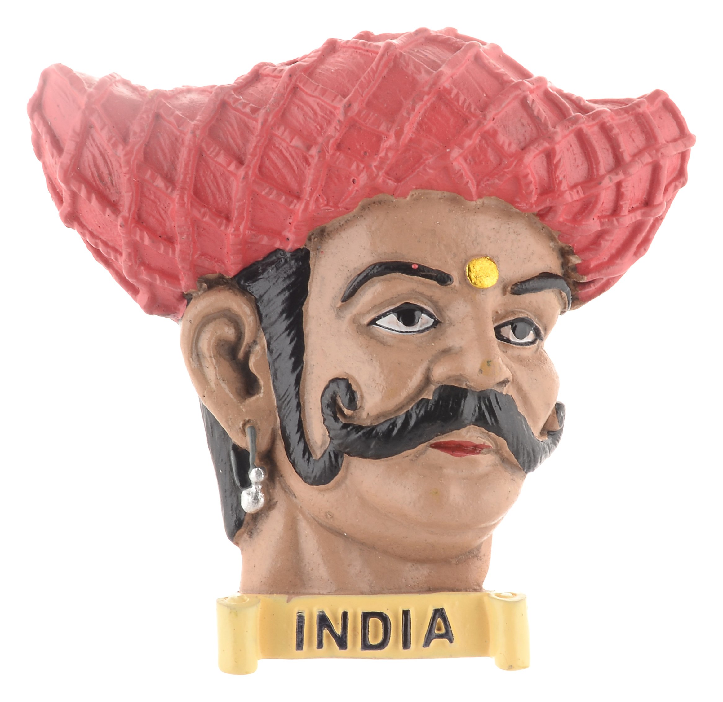 Temple Trees Polyresin Maratha Fridge Magnet (6.8 cm x 0.5 cm x 6 cm, TSC 4009)