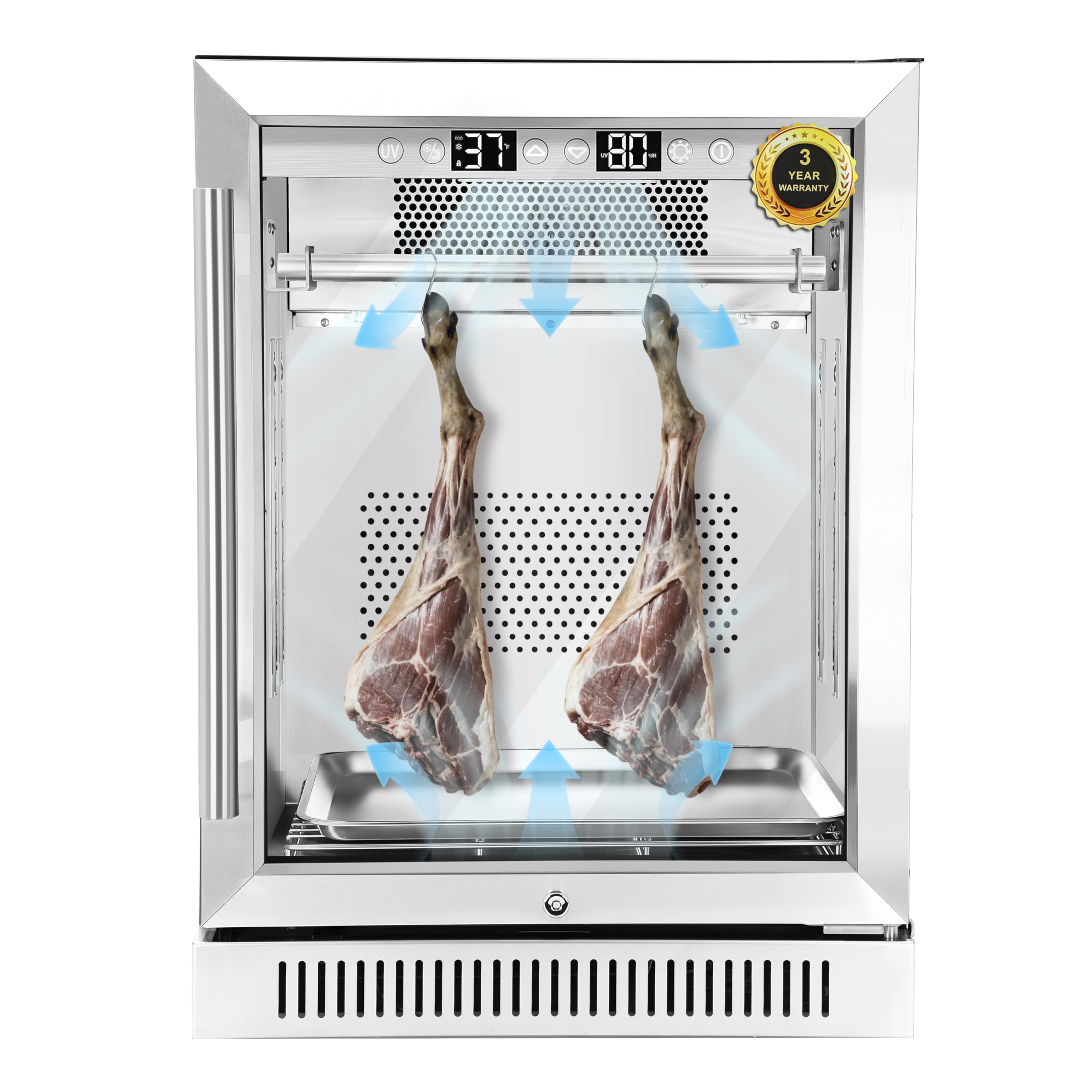 Cobalance Dry Aging Fridge for Steak, No Water Tank Dry Age for T-Bone,Chicken, Ham&amp; Cheese up to 66lbs, 24” Meat Curing Cabinet Chamber Refrigerator,Meat Aging Fridge, Tender Aged Game in 21-44 Days