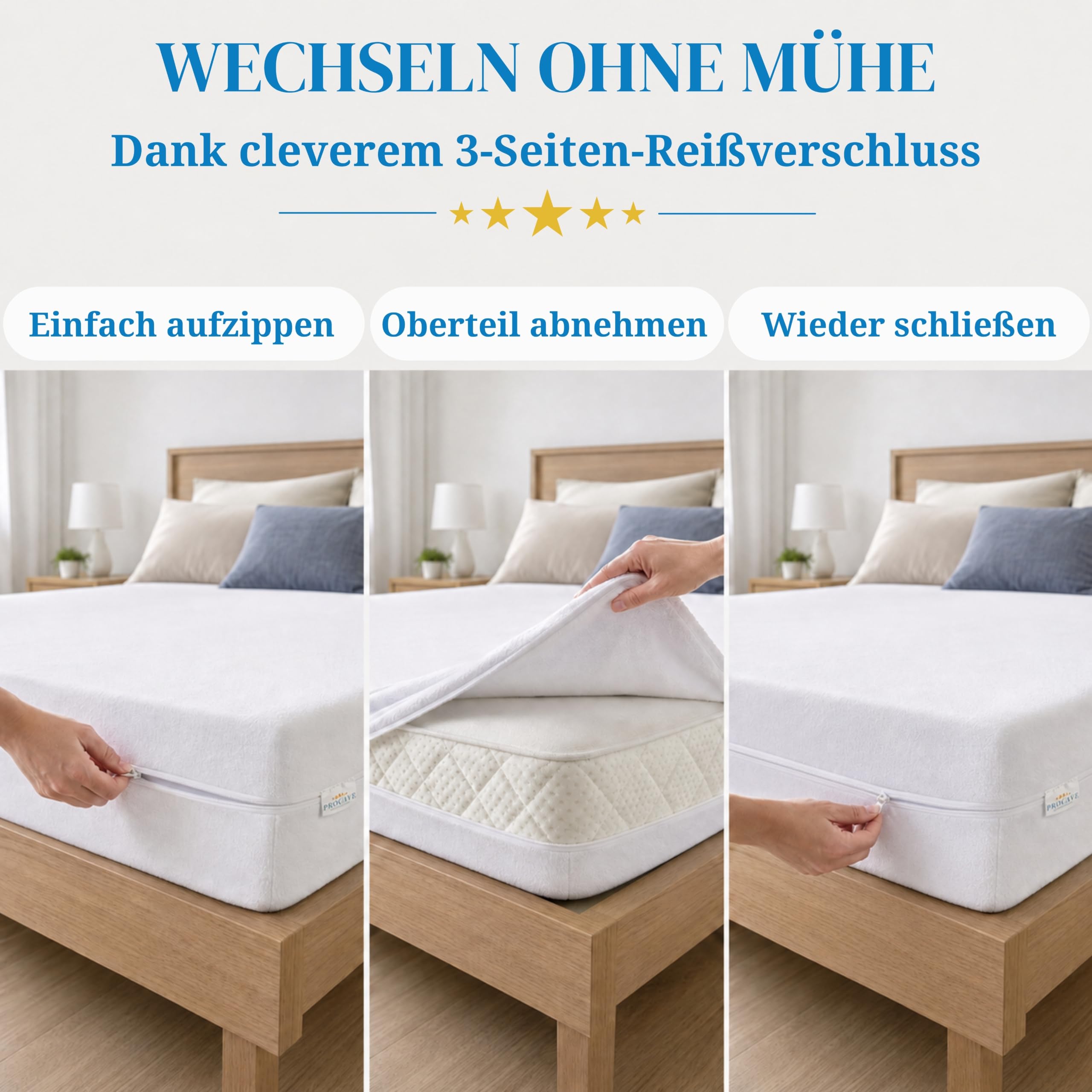 PROCAVE - Coprimaterasso in spugna, senza imbottitura, Matratzen-Höhe 23-28cm, 200 x 220 cm