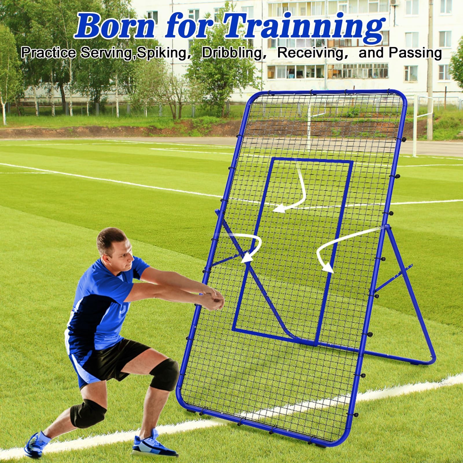 Sturdum Lacrosse Rebounder Pieghevole 1,2x2,7m, Rete Per Allenamento Con 4 Angoli Regolabili, Per Cortile - 6