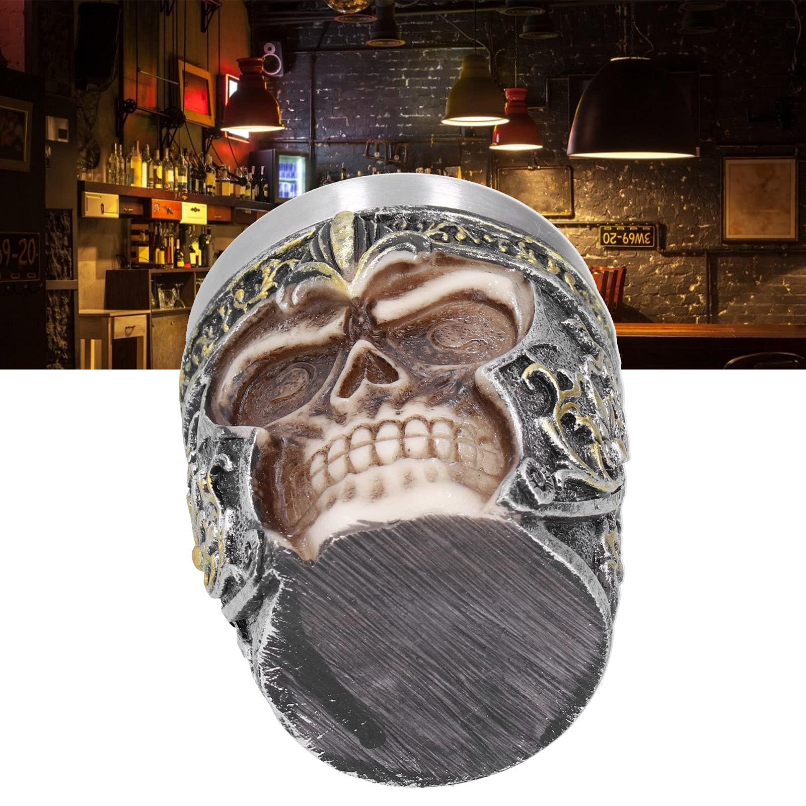 Tasse à Bière En Forme De Crâne Viking - Acier Inox à L'intérieur, Résine à L'extérieur, 120 Ml - Déco Gothique