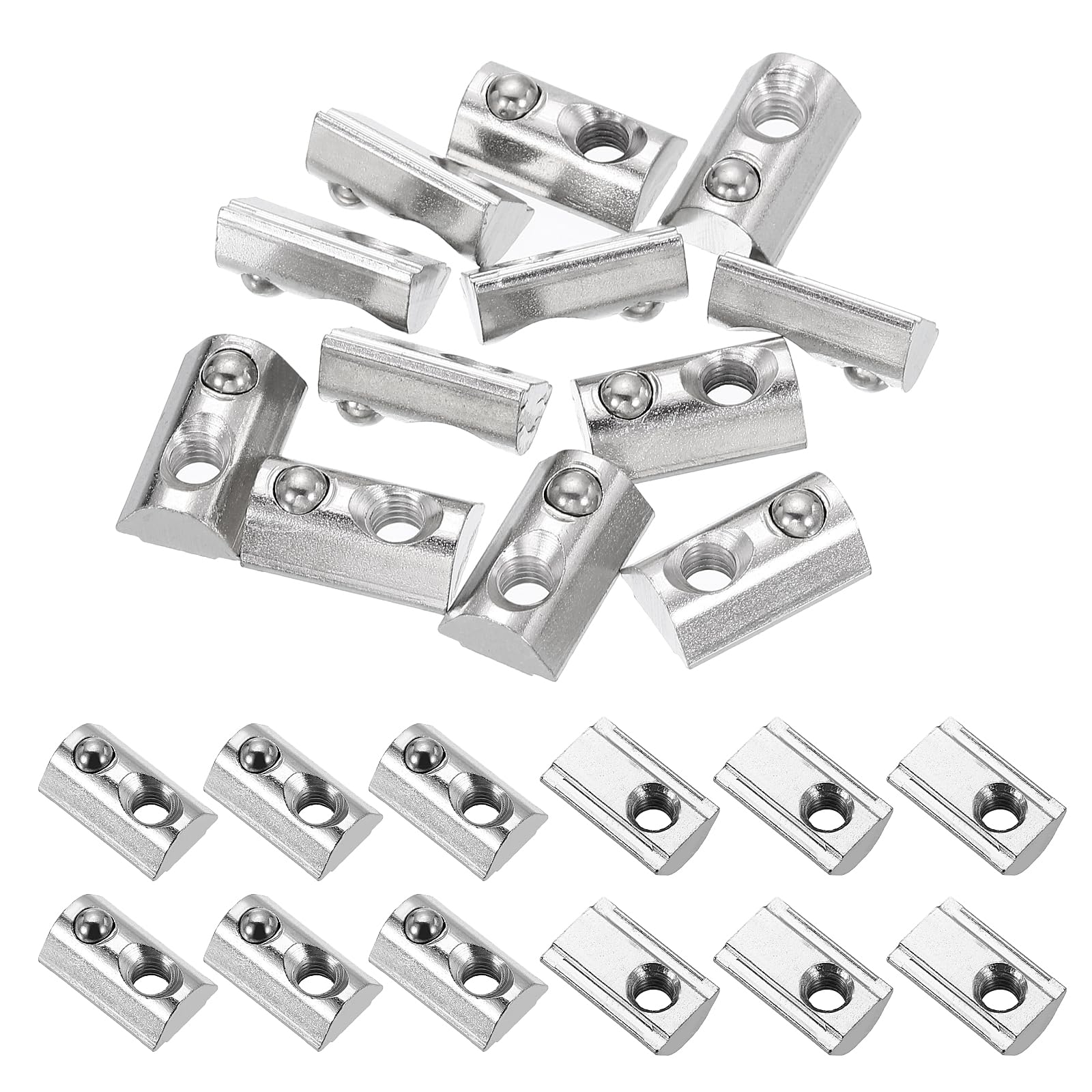PATIKIL M6 Half Round Roll in Spring t Nuts, 12 Pcs 4040 Series Carbon Steel t Slot Spring Nuts for 8mm Aluminum Extrusion Profile 3D Printer DIY Tools Furniture Assembly, Silver