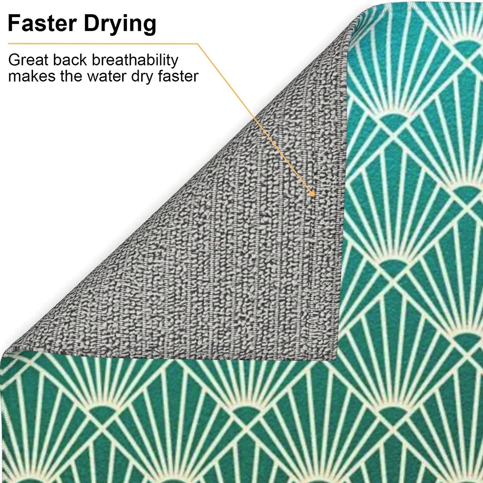 Schotel drogen matten,Teal Golden Art Deco patroon Absorberende schotel afdruiprek Mat Sink Mat Pad 41X46 CM