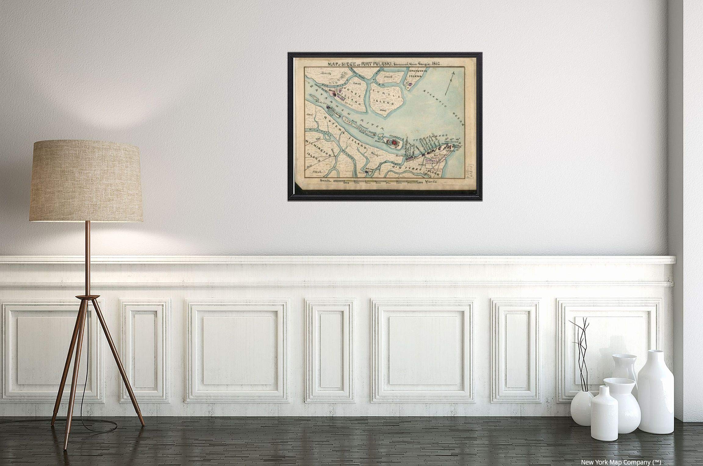 New York Map Company Fort Pulaski Siege|Cockspur, Jones, Turtle & Daufuskie,Querns,Wilmington& Big Tybee Islands|Savannah