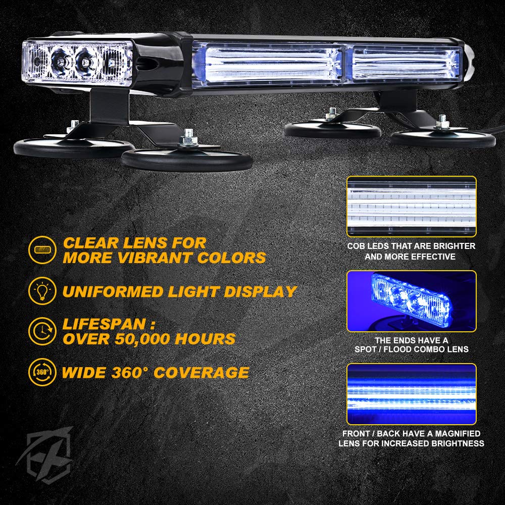 AUXITO 26.5" LED Strobe Light Bar – Double Side, Traffic Advisor, Emergency Warning, 56 LEDs