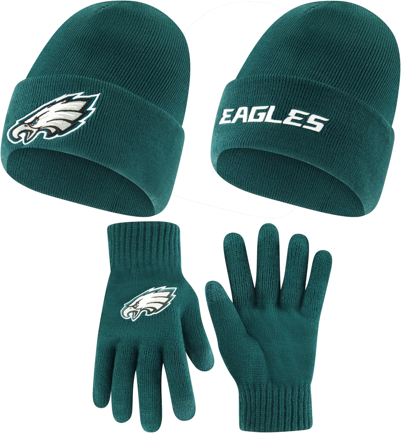 Ultra Game Youth NFL Official 2 Pack Super Soft Winter Beanie Knit Hats with Warm Touch Screen Gloves - Boys & Girls