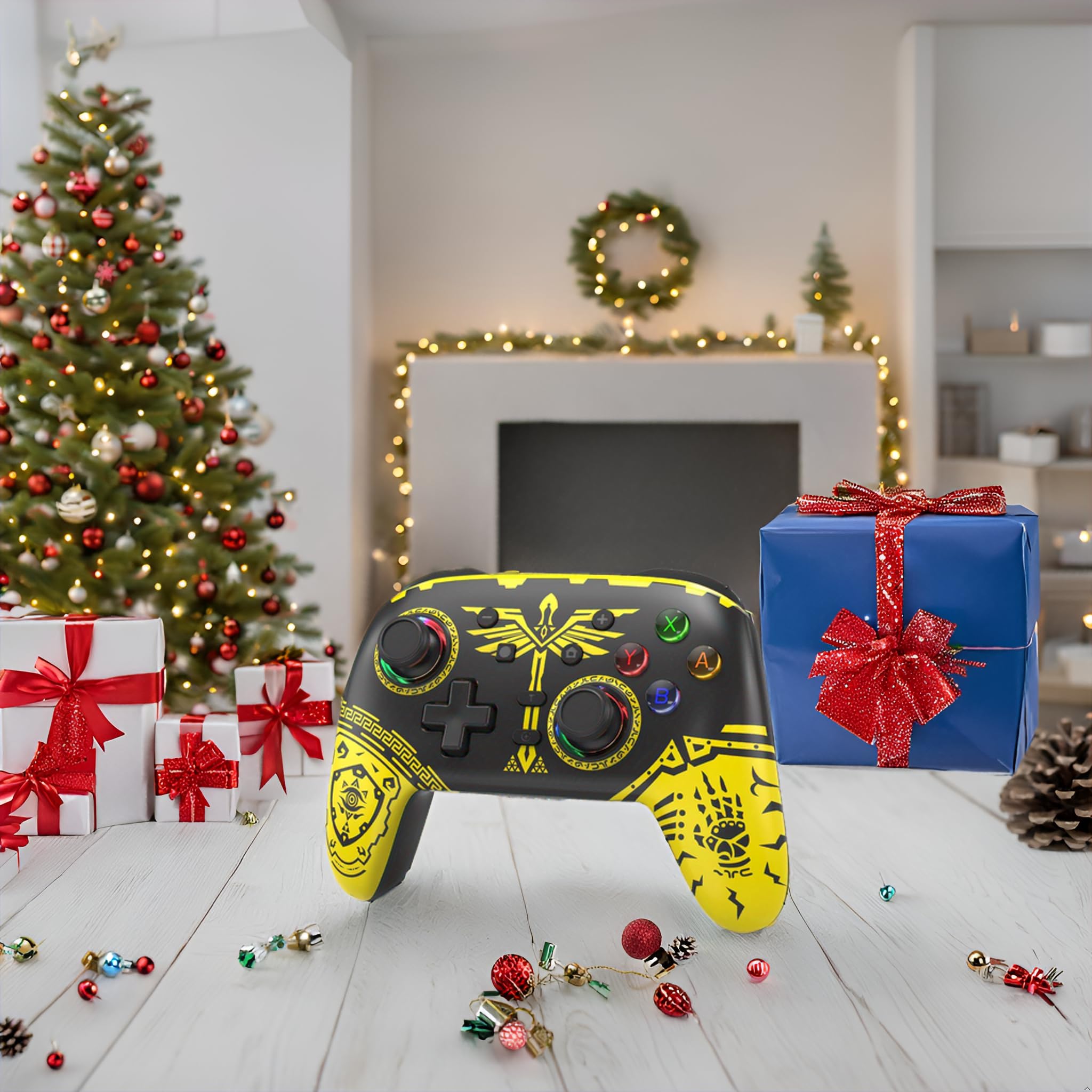 YTEAM Wireless Controller für Switch/OLED/Lite, Bluetooth Gamepad mit LED, Vibration, Turbo, Bewegungssteuerung, kompatibel mit PC, Android, Apple MFI, Steam