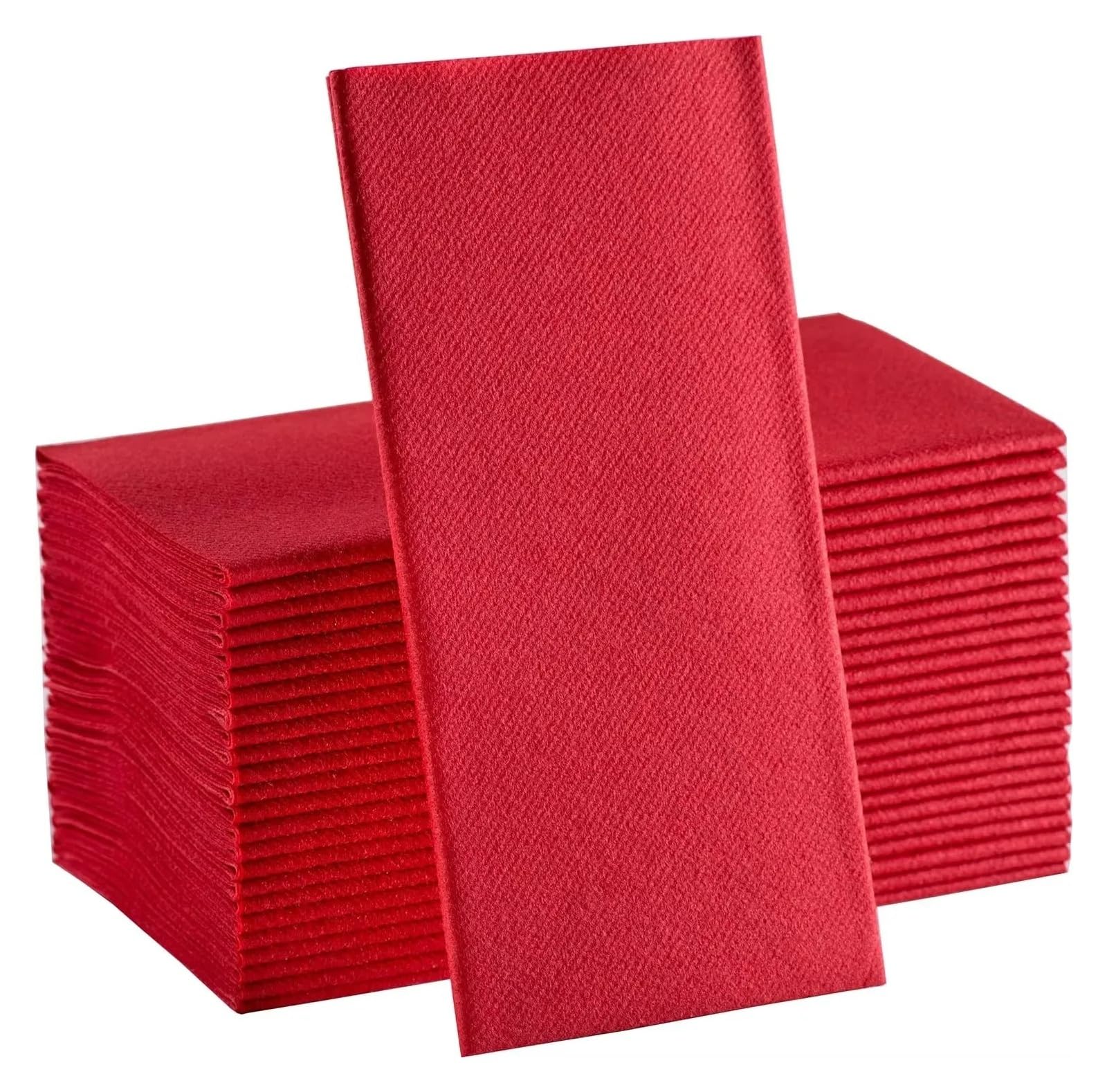 Cloth Napkins 100PCS Long Linen-Feel Dinner Paper Napkins,30 * 43cm Disposable,Soft Table Absorbent for Party Wedding(Red)