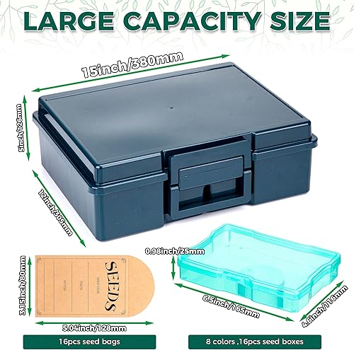 Miniatura 2 de Find Scrapblooms Caja de almacenamiento de fotos negra y transparente para manualidades con 16 fundas interiores coloridas, caja de almacenamiento